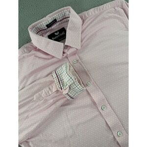 Buttercloth‎ Shirt Men's Medium Pink Geometric Icy Cotton Long Sleeve Flip Cuff